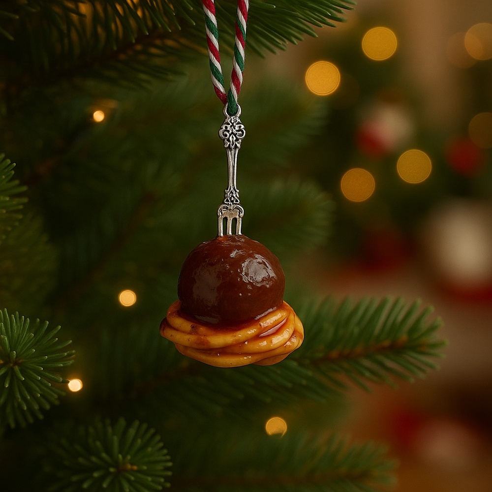 Spaghetti & Meatball Christmas Ornament – Handmade Clay Italian Food Ornament